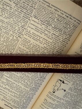 Vintage Gold Braided Chain Bracelet on Velvet